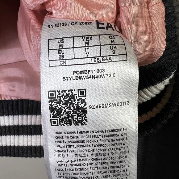 Guess Bomber Jacket Womens M Gold Gray Metallic Foil Varsity Zip Shiny Y2K Glam - Picture 5 of 6